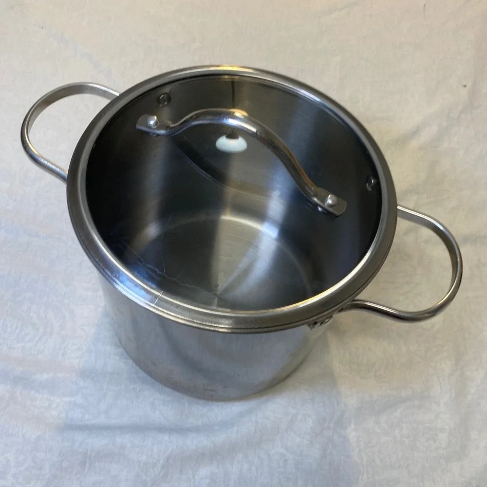 Grand Gourmet Stainless Steel Stock Pot w/ Glass Lid 8 Qt‎ Soup Pasta Pot